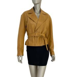 Saint Laurent Women's Brown Leather Double Breasted Jacket Sz.40